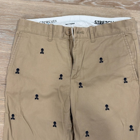 Ridiculously cute chinos with bow-tie skull embroidery - crewcuts size 12! - Picture 1 of 5
